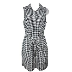 Banana‎ Republic Elephant Print Dress Black White Belted Shirt Dress Novelty 6
